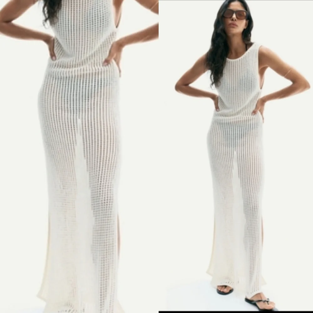 H&M Knit Maxi Dress White Size M - Picture 2 of 10